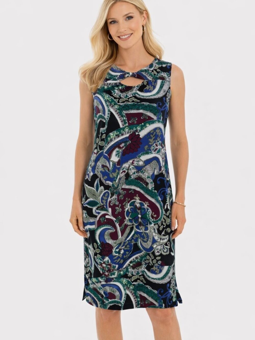 Chico's Paisley Keyhole Midi Dress Size 8